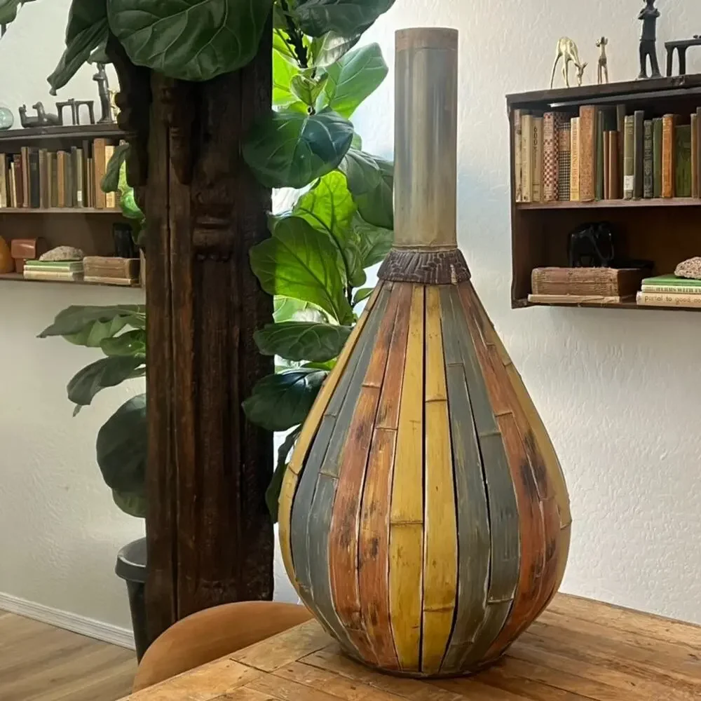 Retro Late 20th Century Large Bamboo Floor Vase 32